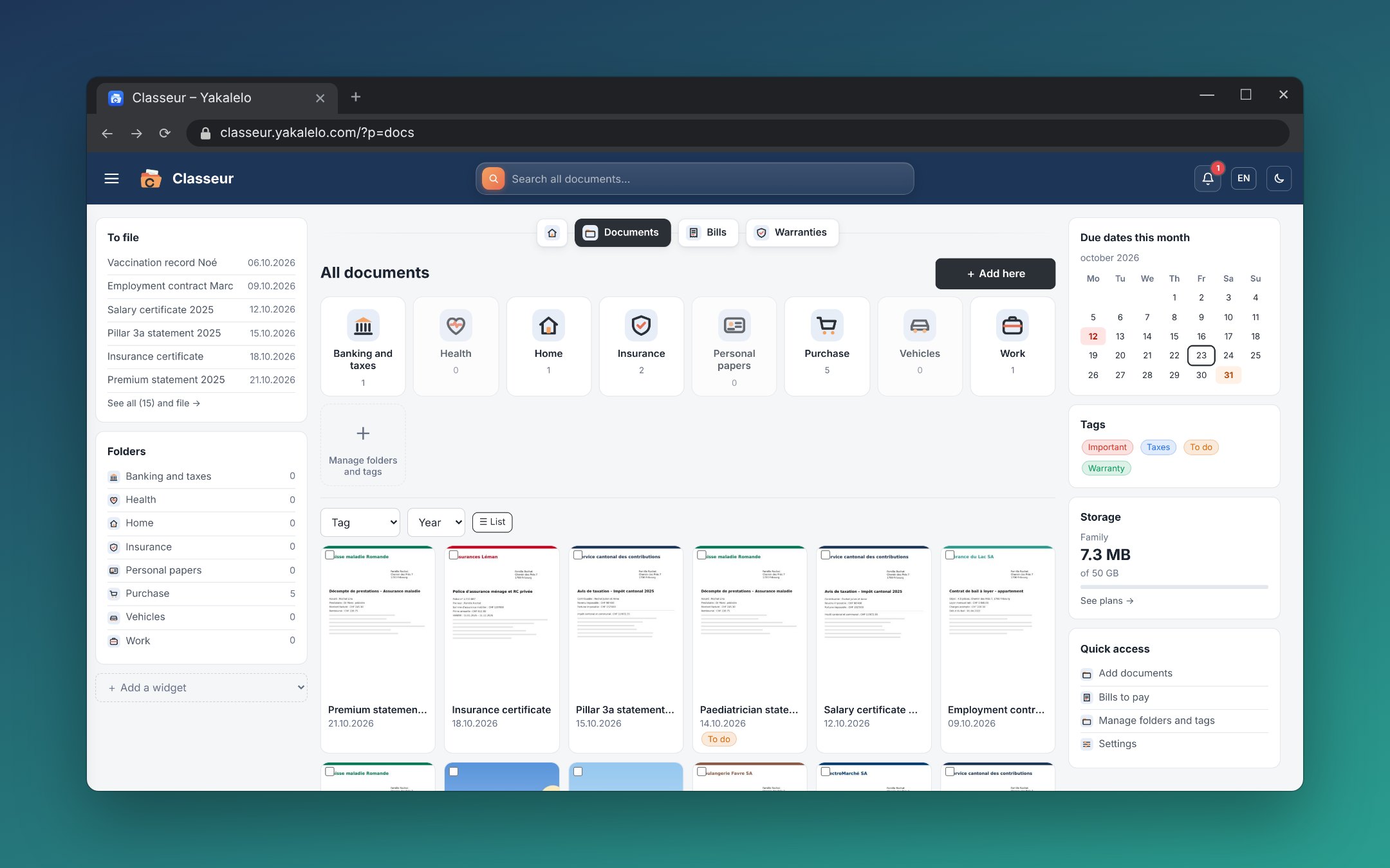 Your folders at a glance