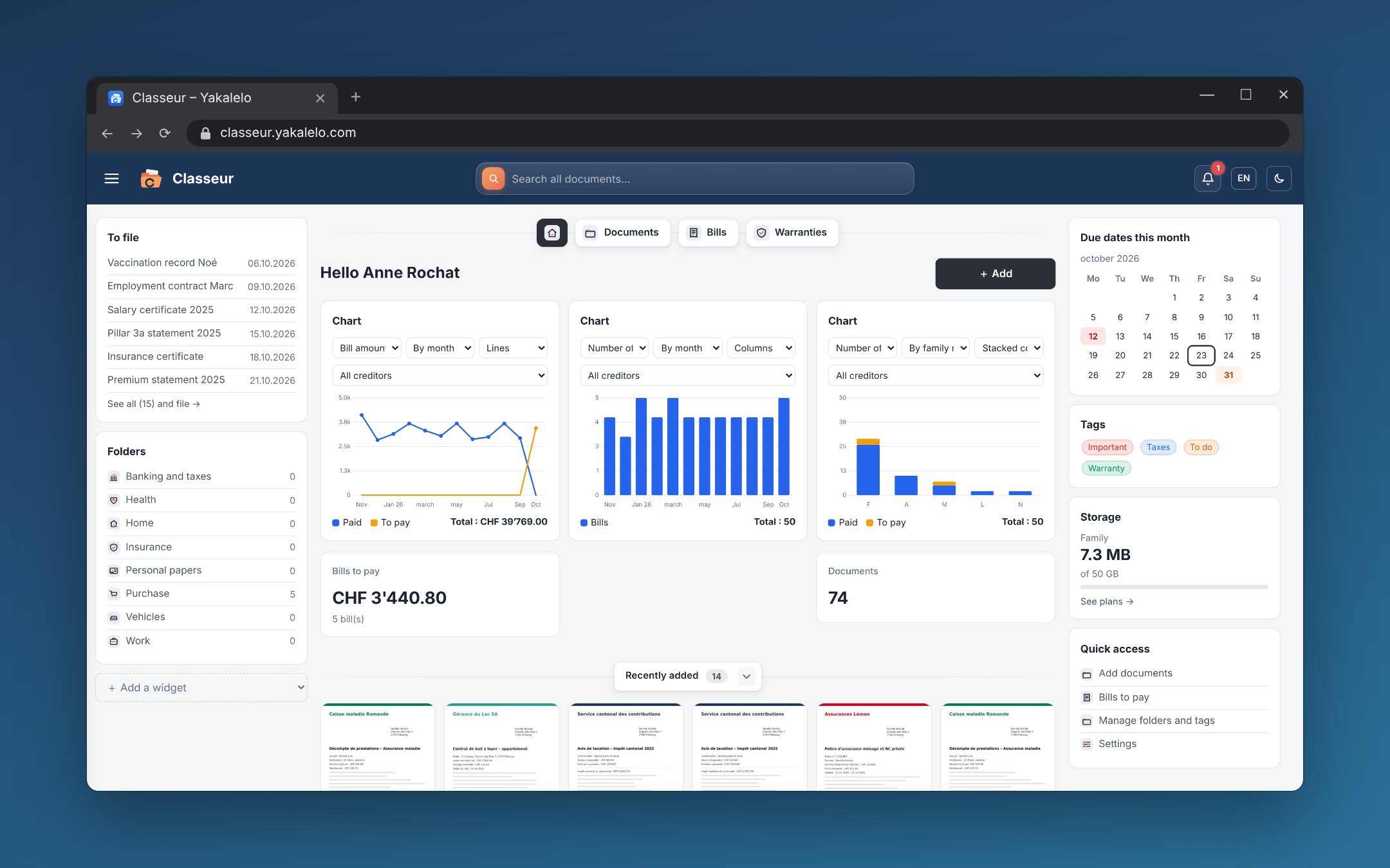 Screenshot of Classeur